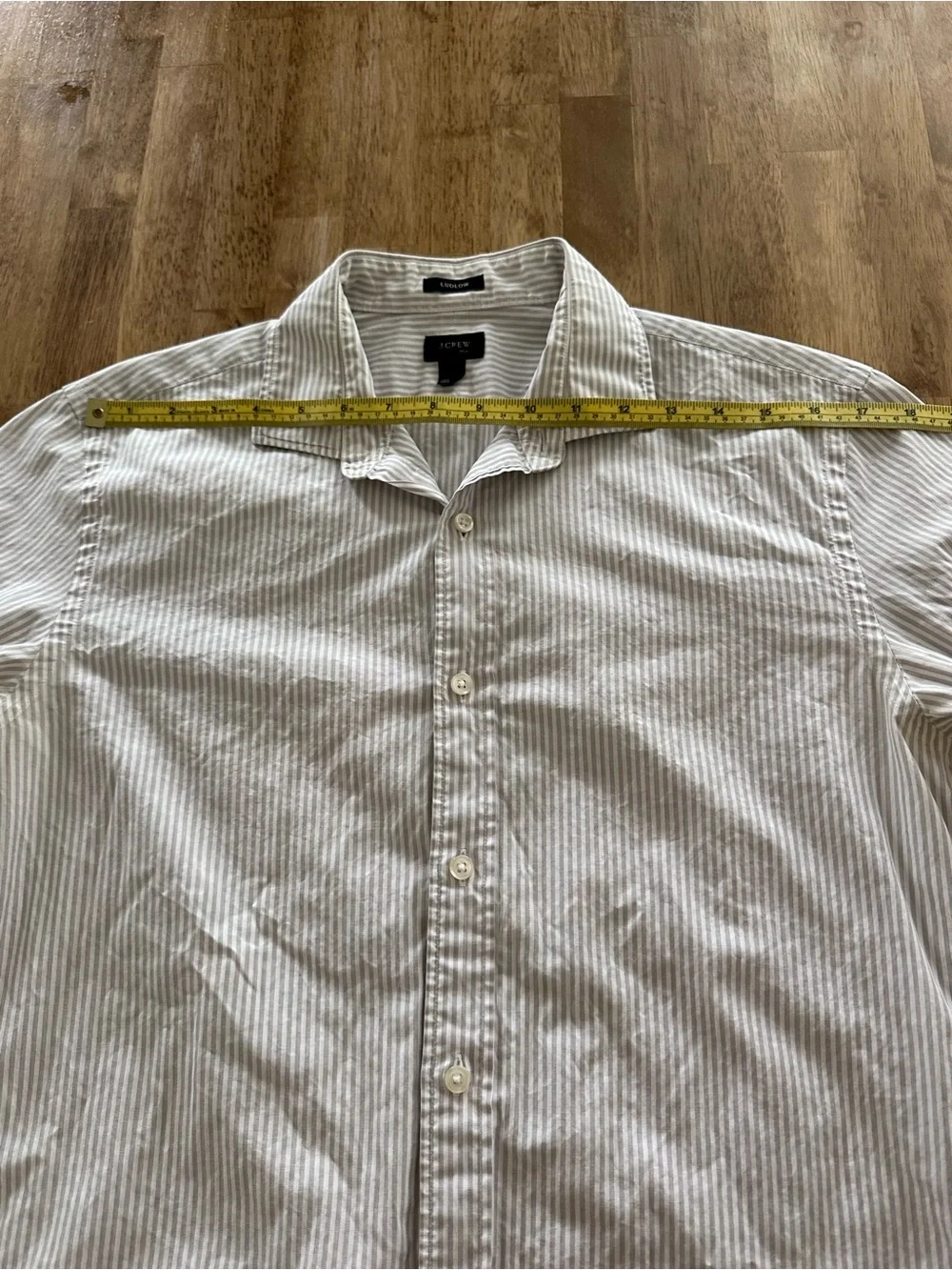 J. Crew Men's Gray and White Pinstripe Button Down Shirt